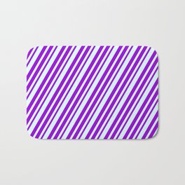 [ Thumbnail: Dark Violet and Light Cyan Colored Lines Pattern Bath Mat ]