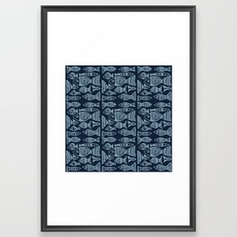 Lace Fish Blue&Light Blue Framed Art Print