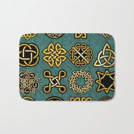 65 MCMLXV Green Celctic Symbols Pattern Bath Mat