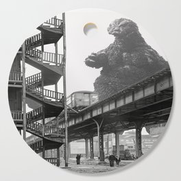 1941 Godzilla Chicago Elevated Train Visit Cutting Board