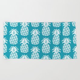 Mid Century Modern Pineapple Pattern Turquoise Beach Towel