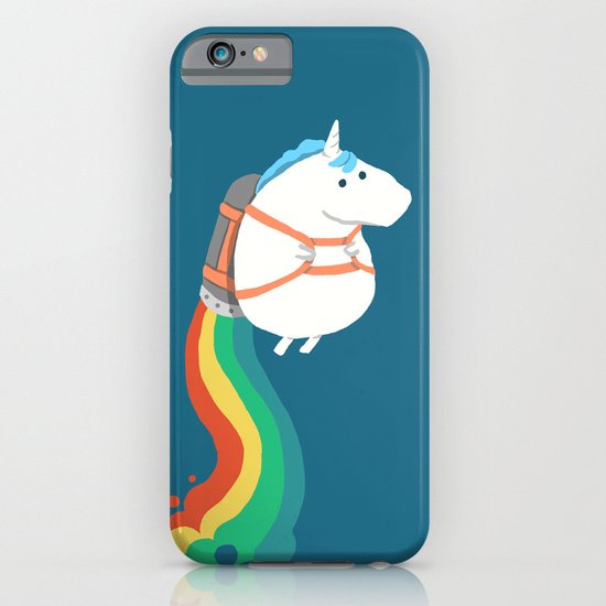 Fat Unicorn on Rainbow Jetpack iPhone & iPod Case