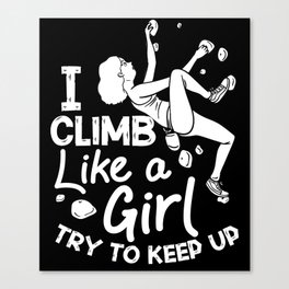 Rock Climbing Women Indoor Bouldering Girl Wall Canvas Print
