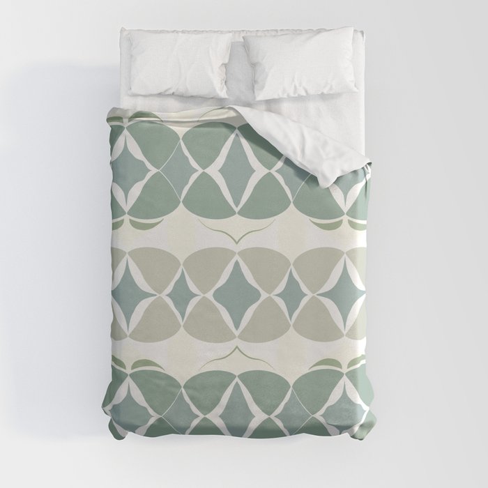 Modern abstract big weave pattern – green Duvet Cover