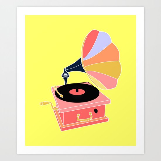 Multicolor Gramophone On Pale Yellow Home Decor Room Furnishing