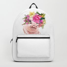 Flower Crown Baby Pig Backpack