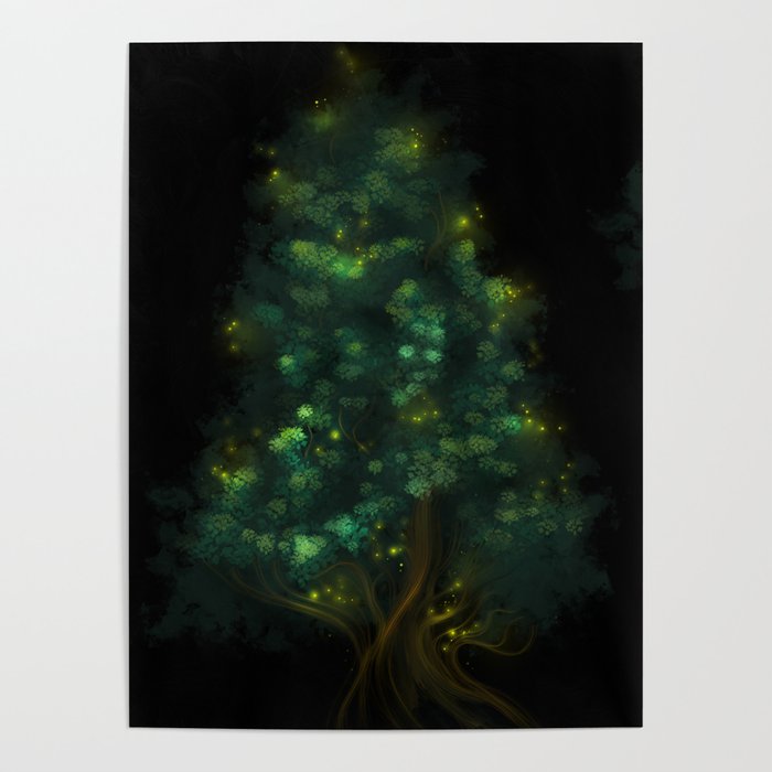 Fireflies Tree Poster