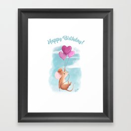 Flying with Balloons - Happy Birthday Framed Art Print