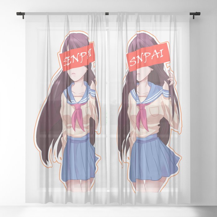 Senpai Anime Girl Aesthetic Otaku Character Gift Sheer Curtain By Pubeast Society6