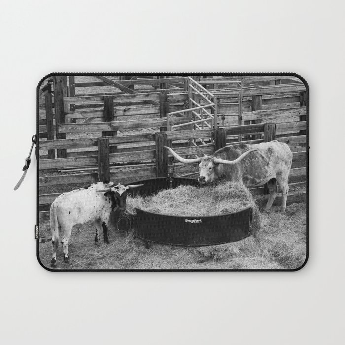 Two Longhorn Cows in the Stockyards - Fort Worth, TX Laptop Sleeve