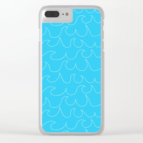 Simple white handrawn waves on aqua - for your summer on #Society6 Clear iPhone Case