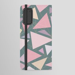 Geometrical pink gold coral ivory blue green triangles Android Wallet Case