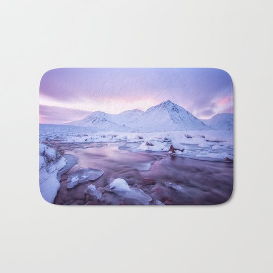 Freezing Mountain Lake Landscape Bath Mat