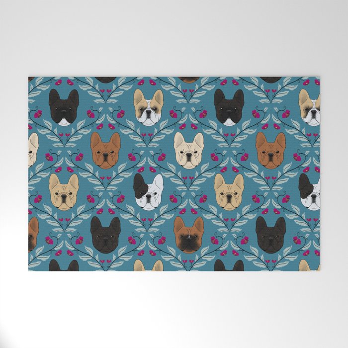 Pardon My Frenchie (Teal) Welcome Mat