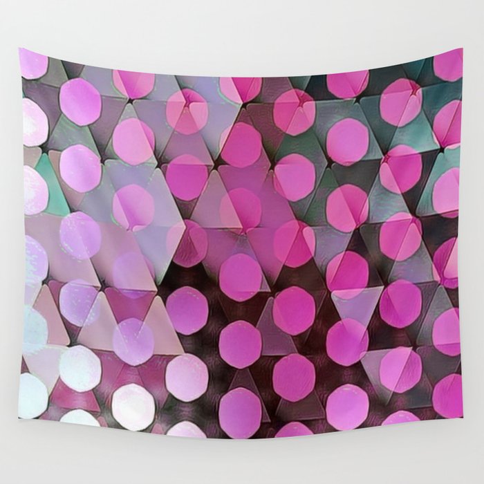 Circles on Triangles Vivid Pinks Wall Tapestry