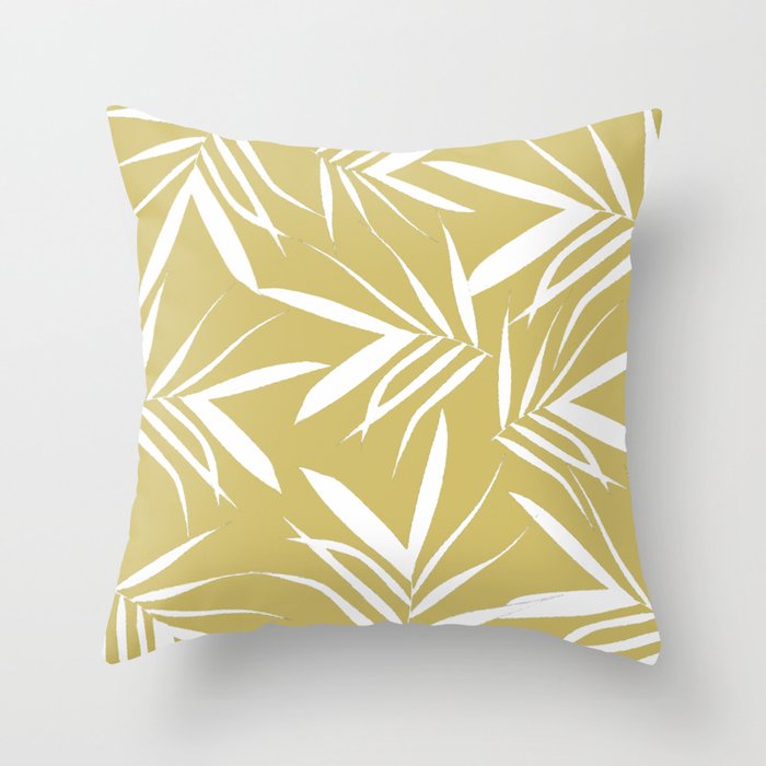 Mustard yellow leaves decor Throw Pillow