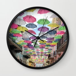 Floating Colorful Umbrellas of Puerto Rico  Wall Clock