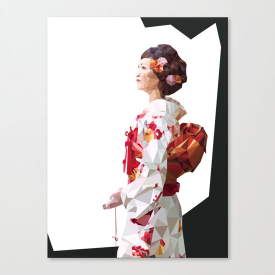 Polygonal Kimono girl 2 Canvas Print