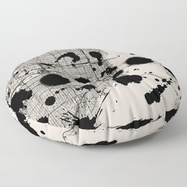 Artistic Miami Map - Black and White Floor Pillow