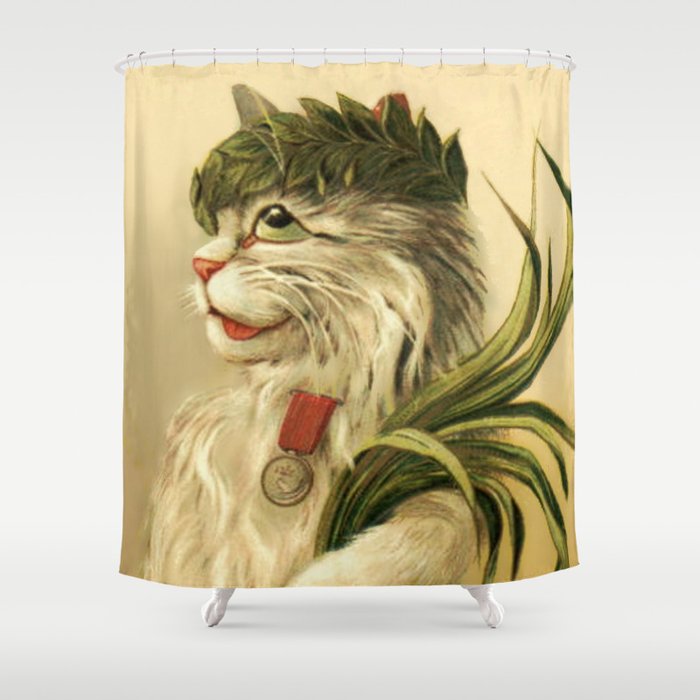 Cat with Laurel Wreath by Maurice Boulanger Shower Curtain