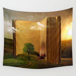 surreal book pages Wall Tapestry