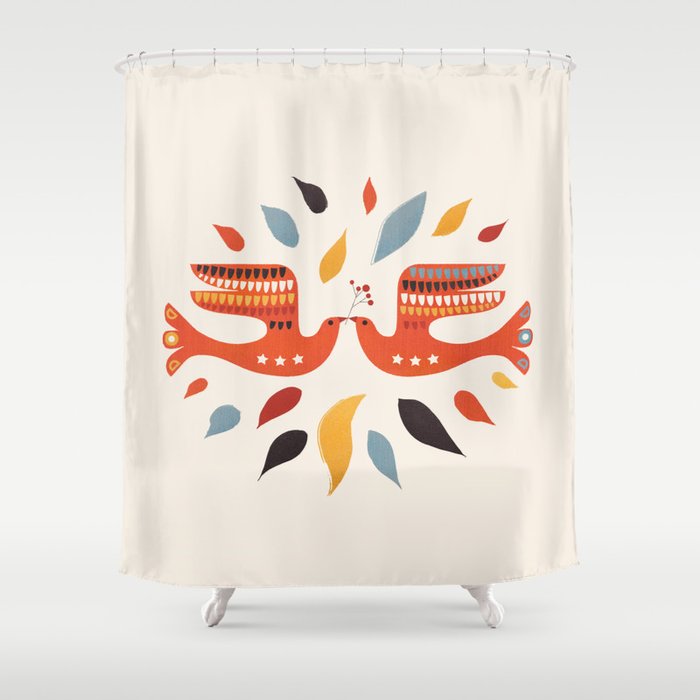 A Pair Of Festive Birds Shower Curtain