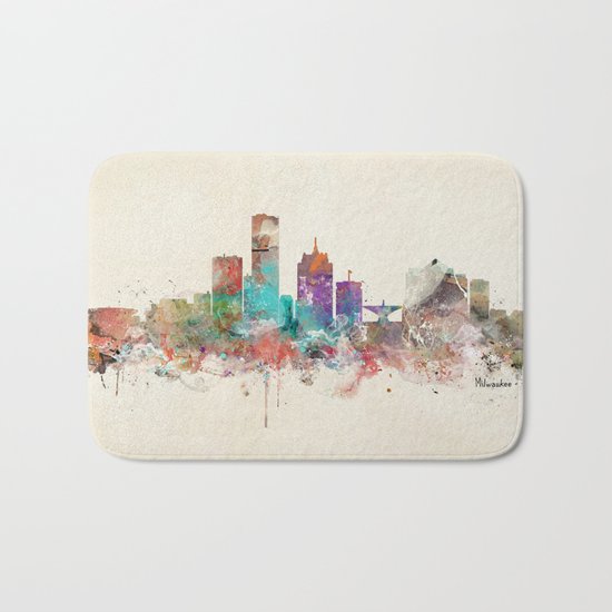 milwaukee wisconsin skyline Bath Mat