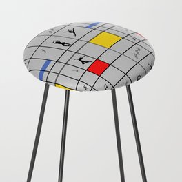 Dancing like Piet Mondrian - Composition with Red, Yellow, and Blue on the light grey background Counter Stool