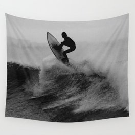 Surf black white Wall Tapestry