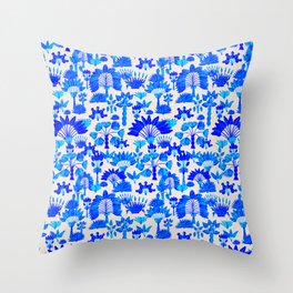 Exotic Garden - Blue Throw Pillow