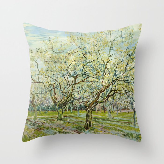 Vincent van Gogh The White Orchard Oil Painting Throw Pillow