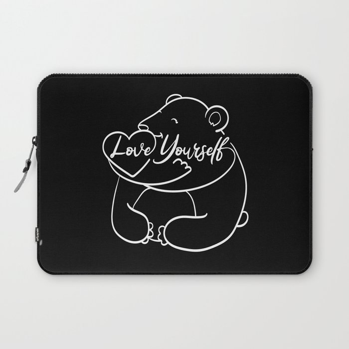 Love Yourself Cute Bear Illustration Laptop Sleeve