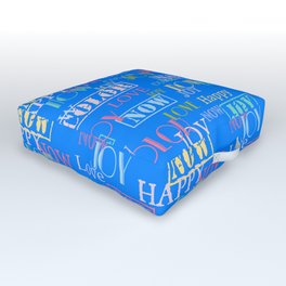 Enjoy The Colors - Colorful typography modern abstract pattern on Azure blue color Outdoor Floor Cushion