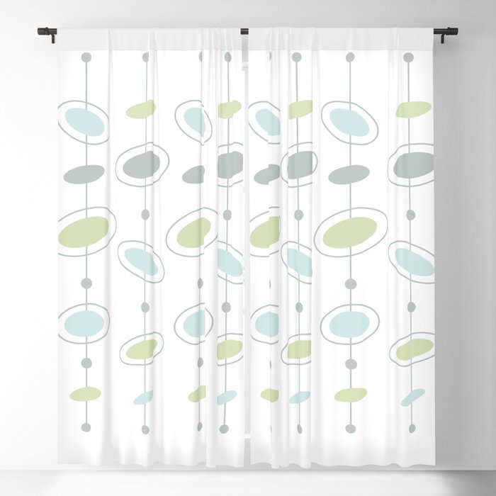 50s Retro Teal Organic Abstract Pattern Blackout Curtain