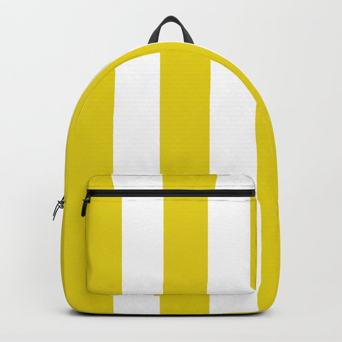 Citrine yellow - solid color - white vertical lines pattern Backpack