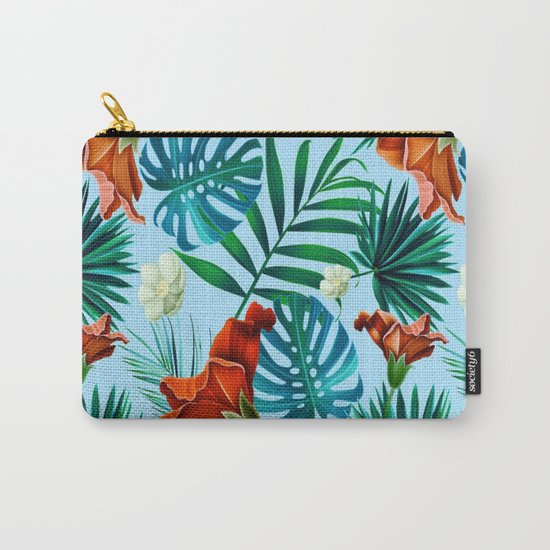 Sky blue tropical floral Carry-All Pouch