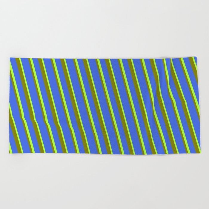 Green, Royal Blue, and Light Green Colored Lines/Stripes Pattern Beach Towel