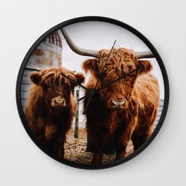 Scottish Highland Cattle: Mom & Babe  Wall Clock