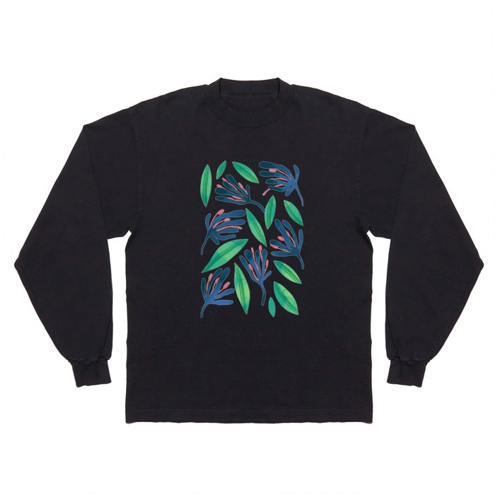 Flower Papercut Collage Spring Summer Floral Pattern Long Sleeve T Shirt