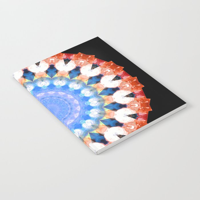 Colorful Blue And Red Art - Ruby Crown Mandala Notebook