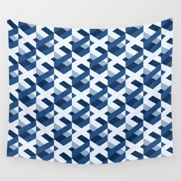 Classic Blue // Stripes & Crosses Wall Tapestry