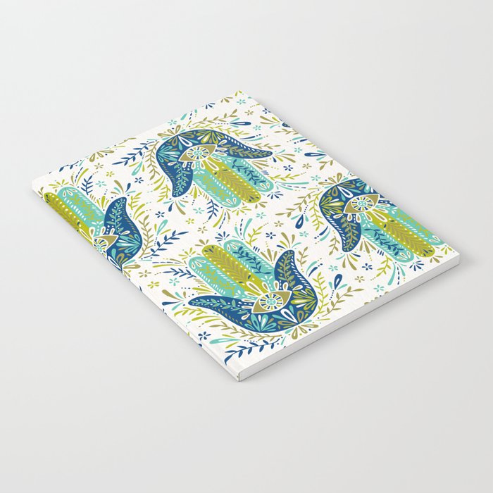 Hamsa Hand – Lime, Turquoise & Navy Palette Notebook