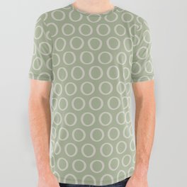 Inky Dots Minimalist Pattern in Sage and Beige All Over Graphic Tee