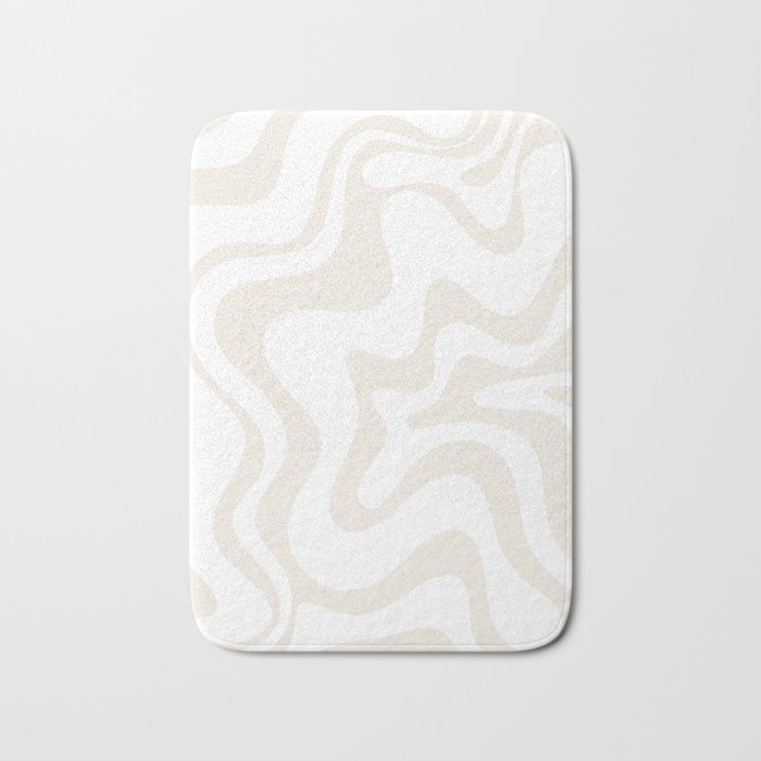 Liquid Swirl Abstract Pattern in Pale Beige and White Bath Mat