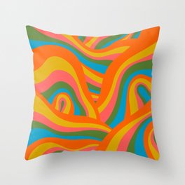 Retro 70s Psychedelic Abstract Pattern Throw Pillow
