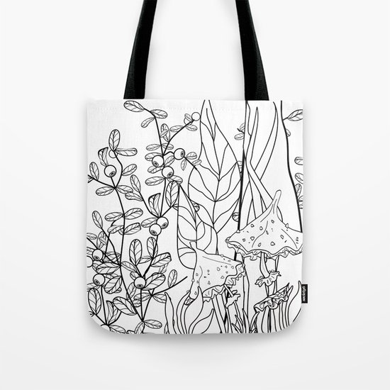 Toadstools and blueberries . Tote Bag