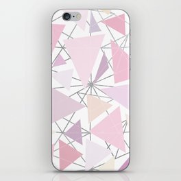 Geometrical silver pink coral lavender triangles shapes iPhone Skin