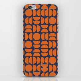 Abstract Geometric Shapes 1 in Navy Blue and Orange iPhone Skin
