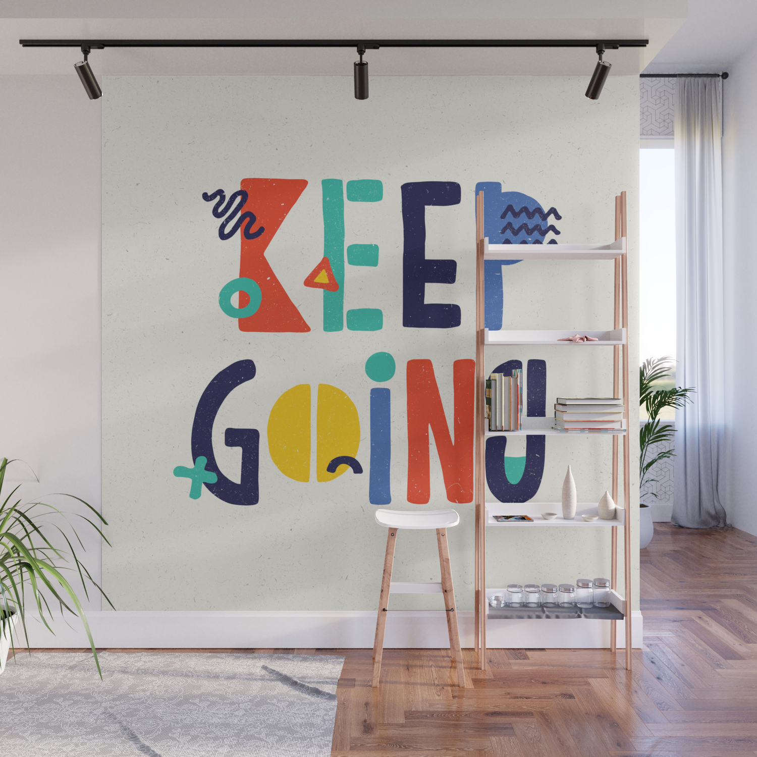 Keep Going Colorful Memphis Typography Funny Poster Hand Lettered