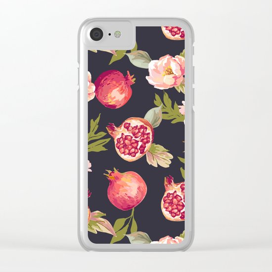 Pomegranate patterns - floral roses fruit nature elegant pattern Clear iPhone Case